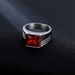 Minimalist Fashion Personality Inlaid Red Trendy Jewelry Titanium Steel Ring Band_ipsvogv.com