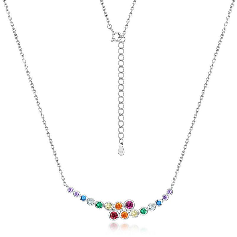 summer New Original Rainbow Bubble Necklace S925 Silver Colored Gem Clavicle Chain Niche Light Luxury Design_ipsvogv.com