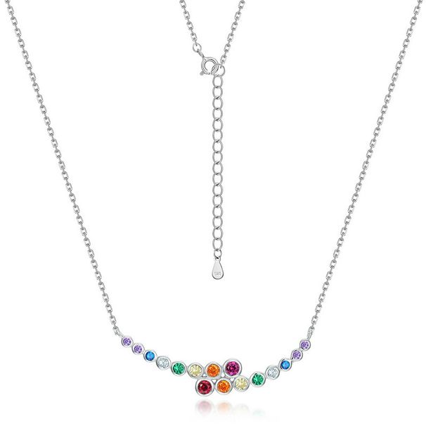 summer New Original Rainbow Bubble Necklace S925 Silver Colored Gem Clavicle Chain Niche Light Luxury Design_ipsvogv.com