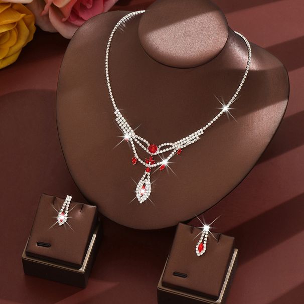 Women’s Jewelry Set Fashion Temperament Light Luxury Rhinestone Necklace Earrings Set Temperament Full Diamond Set Exquisite_ipsvogv.com