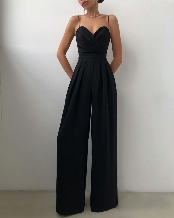 Women's jumpsuit cross-border suspender belt waist straight floor-length minimalist jumpsuit spring and summer new product_ipsvogv.com