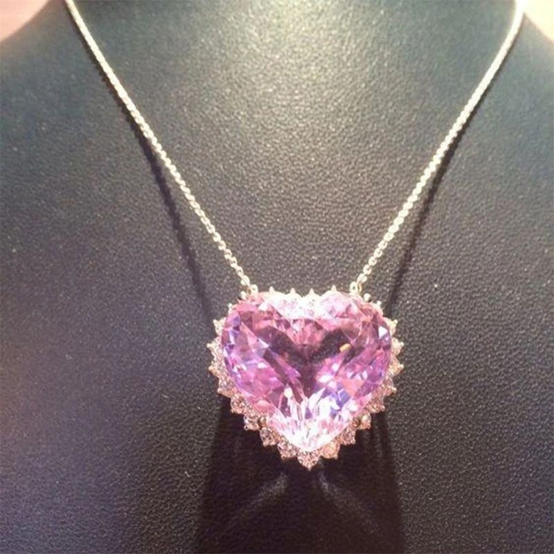 Cao Shi's New Decoration Pink Diamond Zircon Women's Pendant Necklace Romantic Valentine's Day Gift_ipsvogv.com
