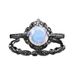 Sanjie Women's Creative Black Warrior Jewelry Couple Pair Simple Moonstone Flower Ring_ipsvogv.com