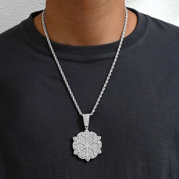 Ins Hip Hop Style Men's Necklace Niche Snowflake Full Diamond Design Cuban Personality All Match Net Red Style Necklace_ipsvogv.com