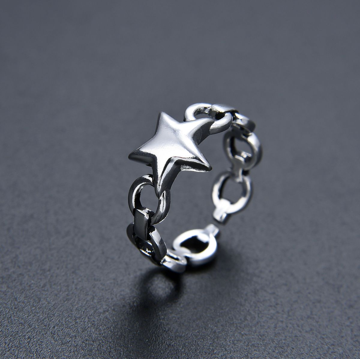 Unisex Ring Female Korean Version Of Simple Chain Open Ring Net Celebrity Fashion Personality Retro Style Jewelry_ipsvogv.com