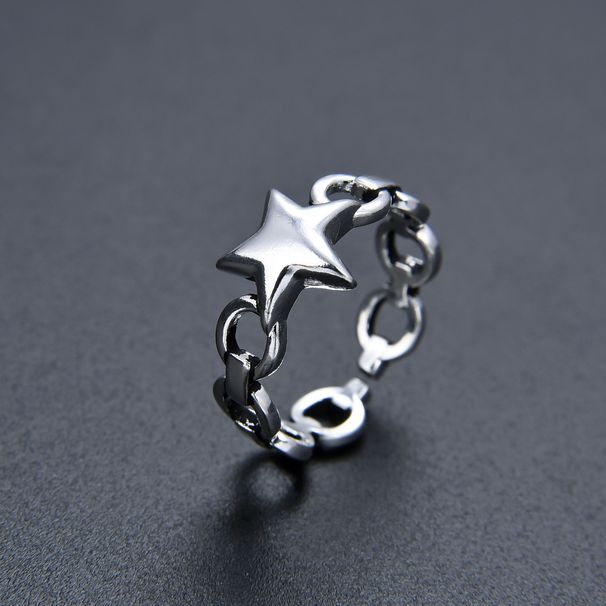 Unisex Ring Female Korean Version Of Simple Chain Open Ring Net Celebrity Fashion Personality Retro Style Jewelry_ipsvogv.com