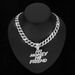 New Product Full Diamond Letter MONEY NO FAIND Hip Hop Personalized Alloy Pendant Cuban Chain_ipsvogv.com