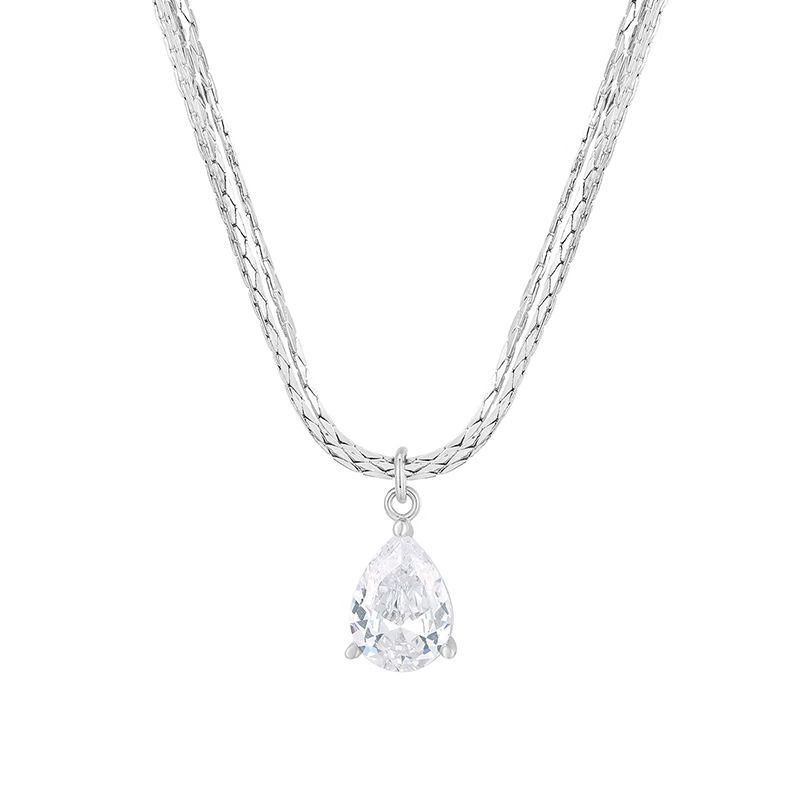 Women's Jewelry Water Drop Mirror Necklace Light Luxury Niche Design High End Sense Versatile Fashion Clavicle Necklace For Girlfriend_ipsvogv.com