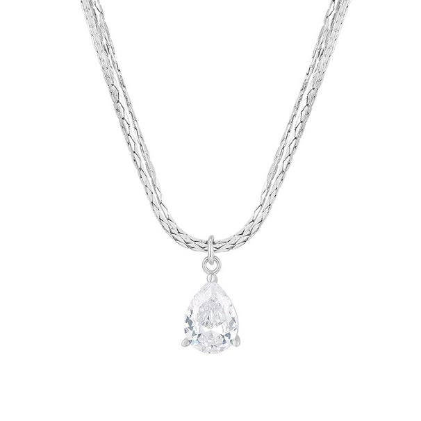 Women's Jewelry Water Drop Mirror Necklace Light Luxury Niche Design High End Sense Versatile Fashion Clavicle Necklace For Girlfriend_ipsvogv.com