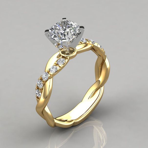 Sanjie's New Rose Gold Plated Two Tone Princess Square Diamond Engagement Ring For Women_ipsvogv.com