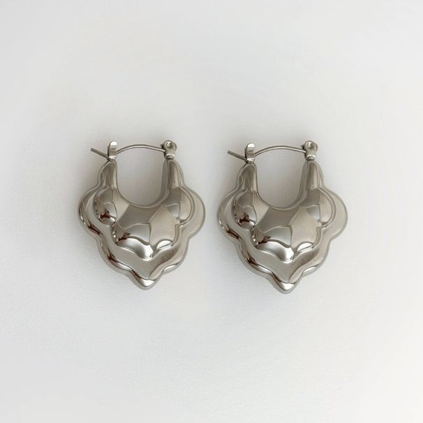 Hot Selling Real Gold Electroplated Titanium Steel Vintage Polished Cloud Gold And Silver Earrings_ipsvogv.com