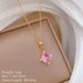 【 Titanium Steel 】 Pink Shaped Personalized Fashion, Light Luxury Temperament, Gorgeous Full Diamond Necklace, Women's_ipsvogv.com