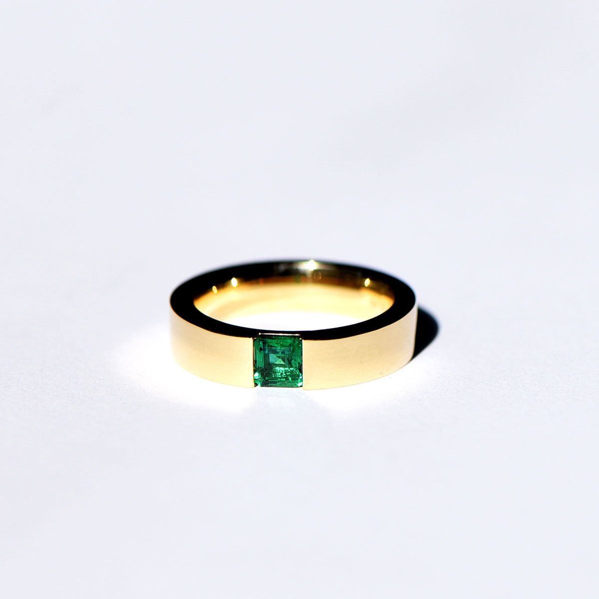 Card Set Natural Emerald Zircon Ring Gold-plated Green Men's Simple And Trendy Ins Domineering Style_ipsvogv.com