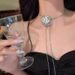 Metal Flower Adjustable Necklace, And Cool Style, Long Tassel Sweater Niche Personality, New Chain, Neck Accessory For_ipsvogv.com