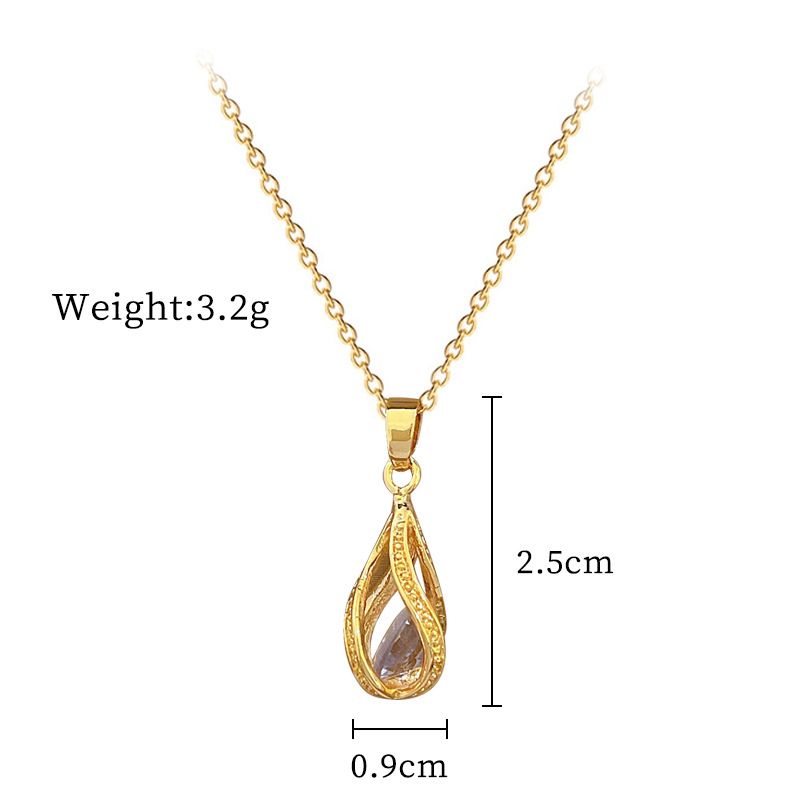 Rotatig 【 】 Water Drop Light Luxury Charm Gorgeous Full Diamod Necklace Wome's Versatile Clavicle Titaium Steel 【 】_ipsvogv.com