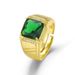 Four Clawed Emerald Domineering Men's Fashionable Square Diamond Inlaid Green Ring_ipsvogv.com