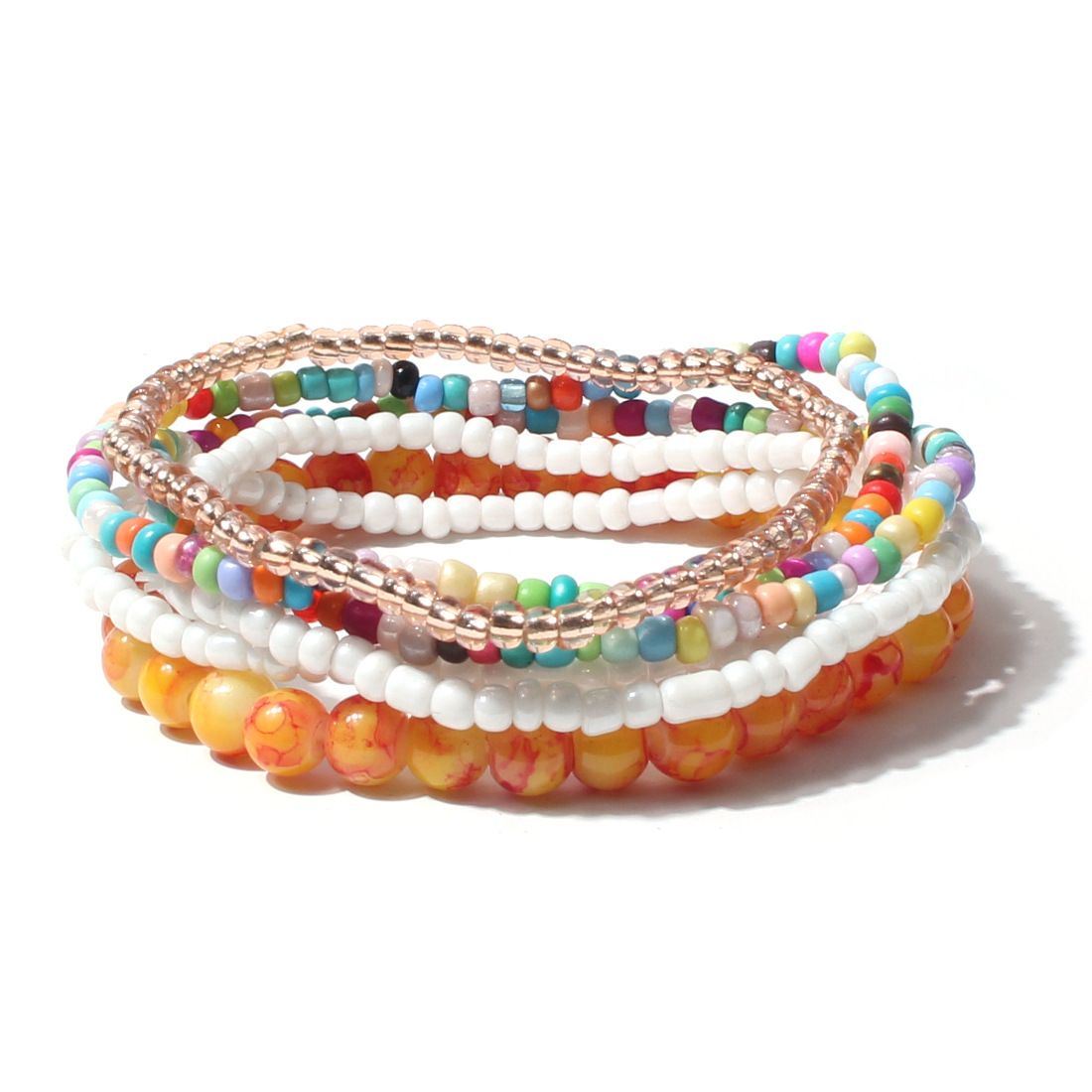 Personality Ins Style Hand Jewelry Bohemian Style Rice Beads Acrylic Multi Layer Bracelet Female_ipsvogv.com