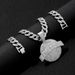 Hip Hop Popular Hip-hop Style Cuban Full Diamond Alloy Round Pendant Men's Necklace_ipsvogv.com