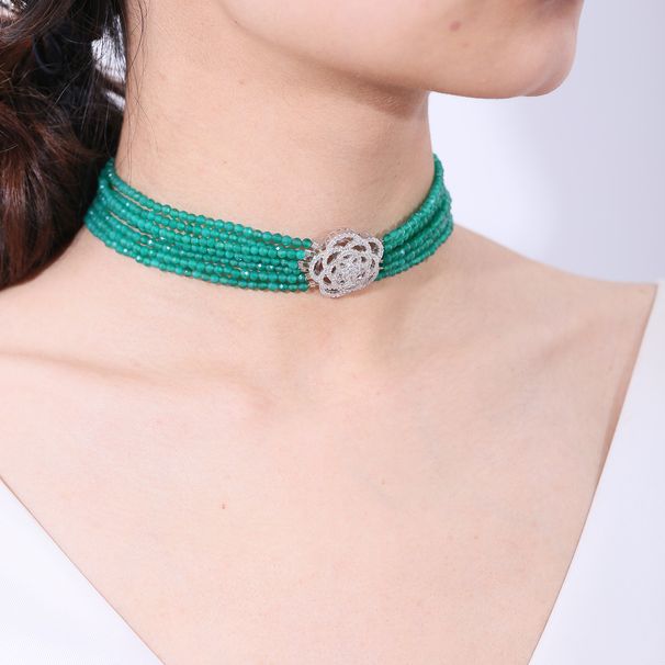 Personalized Choker Natural Ruby Lapis Lazuli Green Agate Sapphire S925 Sterling Silver Beaded Necklace_ipsvogv.com