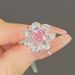 Cao Shi Live Broadcast Flower Ring Sweet Pink Diamond Zircon Flower Ring Romantic Valentine's Day Proposal Handwear_ipsvogv.com