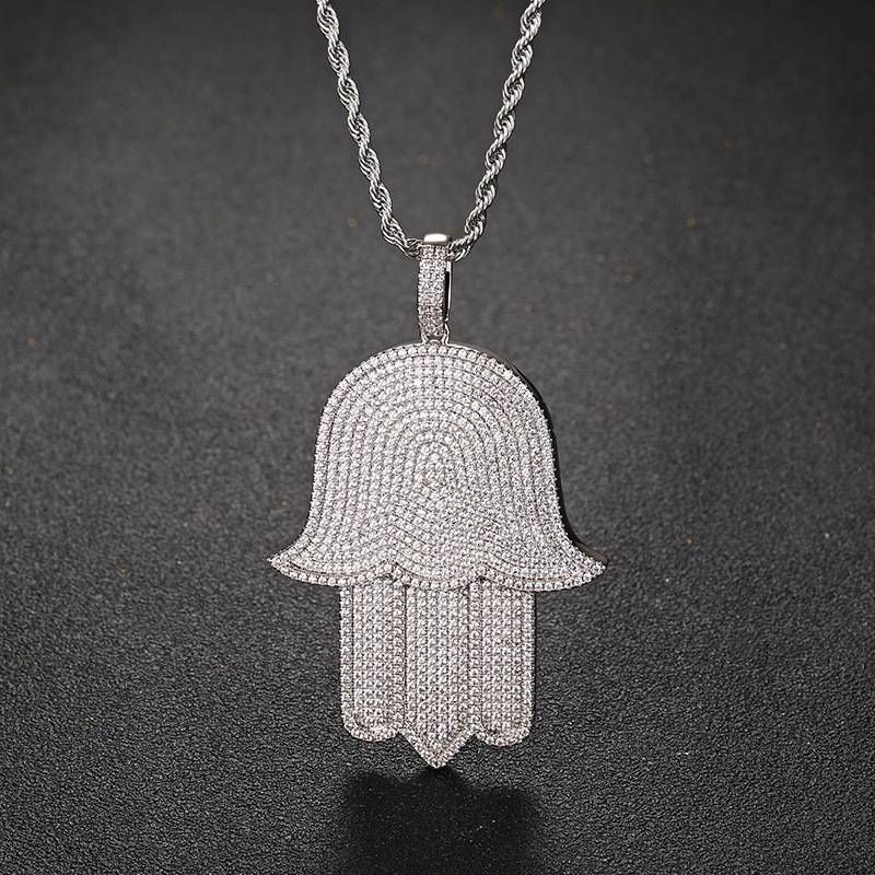 Men's Jewelry High Quality Dadima's Hand Necklace Pendant Micro Inlaid Zircon Hip Hop Fashion Personality Necklace Jewelry_ipsvogv.com