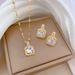 【 Titanium Steel 】 Micro Inlaid Necklace Earring Light Luxury Block Full Diamond Personalized Temperament Banquet_ipsvogv.com