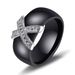 Couple ring black and white ceramic X ring micro-inset zircon 8MM fashion ring_ipsvogv.com
