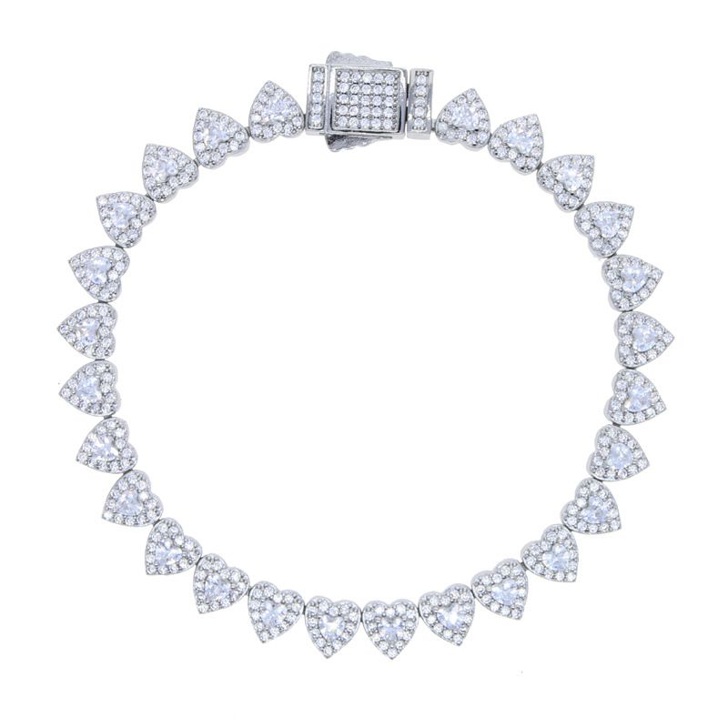 Chain & Link Bracelets Hip Hop New 7mm Heart Shaped Zircon Bracelet Fashion Trend Ladies Bracelet_ipsvogv.com