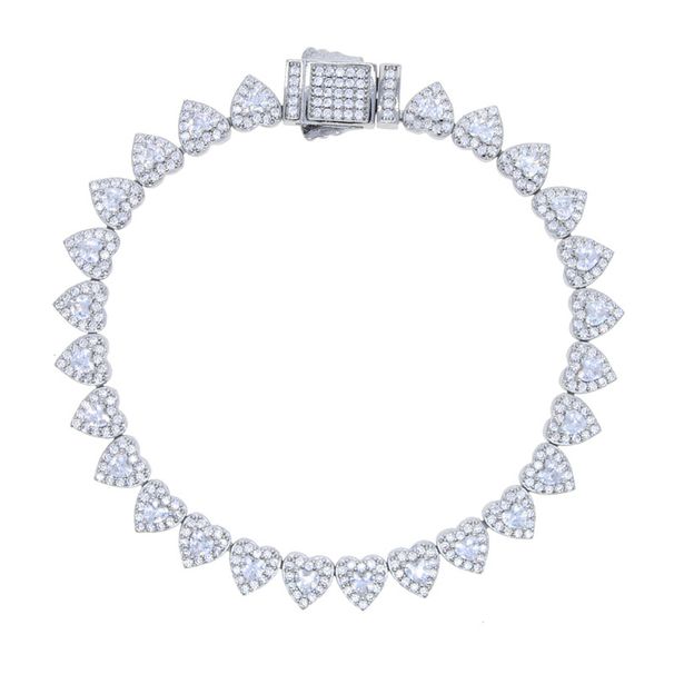 Chain & Link Bracelets Hip Hop New 7mm Heart Shaped Zircon Bracelet Fashion Trend Ladies Bracelet_ipsvogv.com