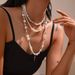 retro multi layer pearl handmade choker necklace cold personality rivet pendant necklace_ipsvogv.com