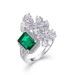 Petal Colored Gemstone Ring S925 Silver Inlaid Cultivated Emerald Retro Finger Ring Atmosphere Light Luxury_ipsvogv.com