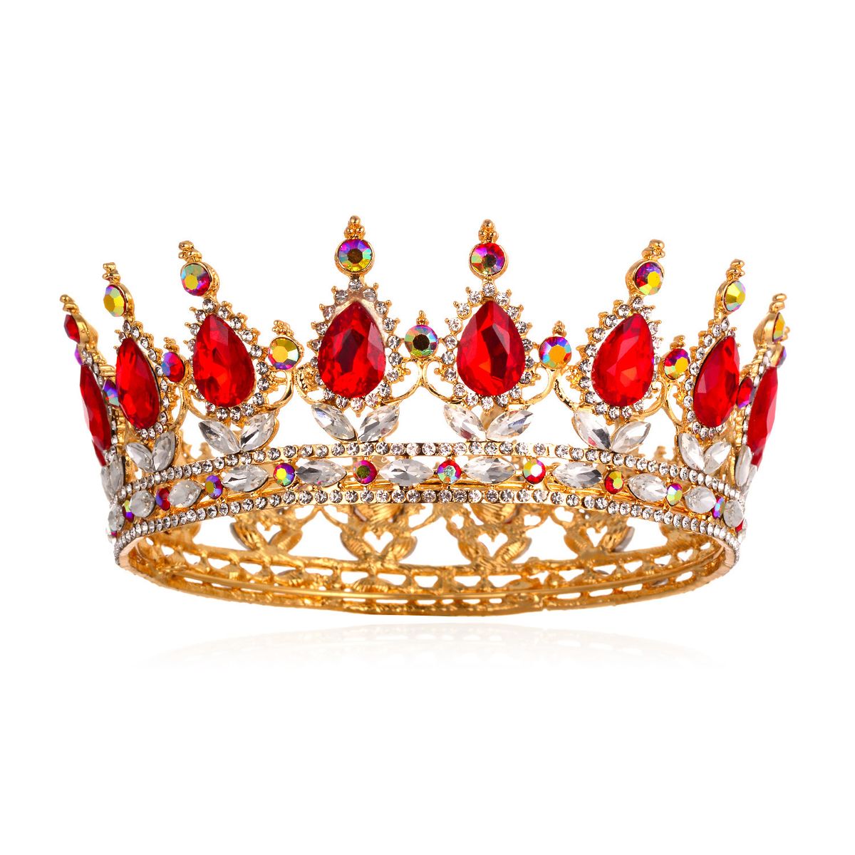 High End Luxury Crystal Bridal Headdress Alloy Large Round Crown Wedding Hair Accessories Banquet Hair Crown_ipsvogv.com
