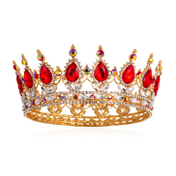 High End Luxury Crystal Bridal Headdress Alloy Large Round Crown Wedding Hair Accessories Banquet Hair Crown_ipsvogv.com