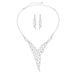 Luxury Bridal Jewelry Set - Sparkling Diamond Necklace & Earrings For Wedding (Water Drop Design)_ipsvogv.com