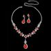 Fashionable popular new red personality geometric water drop necklace earrings red dinner bag set_ipsvogv.com