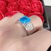 Temperament Zircon Fashionable Inlaid Rectangular Diamond Sea Blue Topaz Engagement Ring_ipsvogv.com