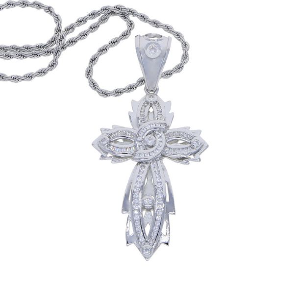 Men's Jewelry Punk Rock Cross Pendant Necklace With Twist Chain For Hip Hop Style, Gothic Fashion, And Urban Streetwear_ipsvogv.com