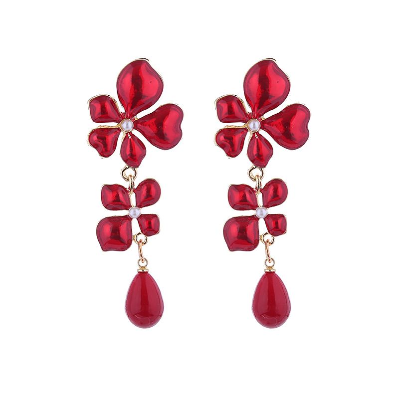 Fashion Socialite Drop Oil Flower Earrings With Silver Needles, Personalized Light Luxury, Niche Design Earrings, Same_ipsvogv.com