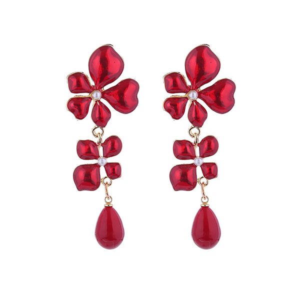 Fashion Socialite Drop Oil Flower Earrings With Silver Needles, Personalized Light Luxury, Niche Design Earrings, Same_ipsvogv.com