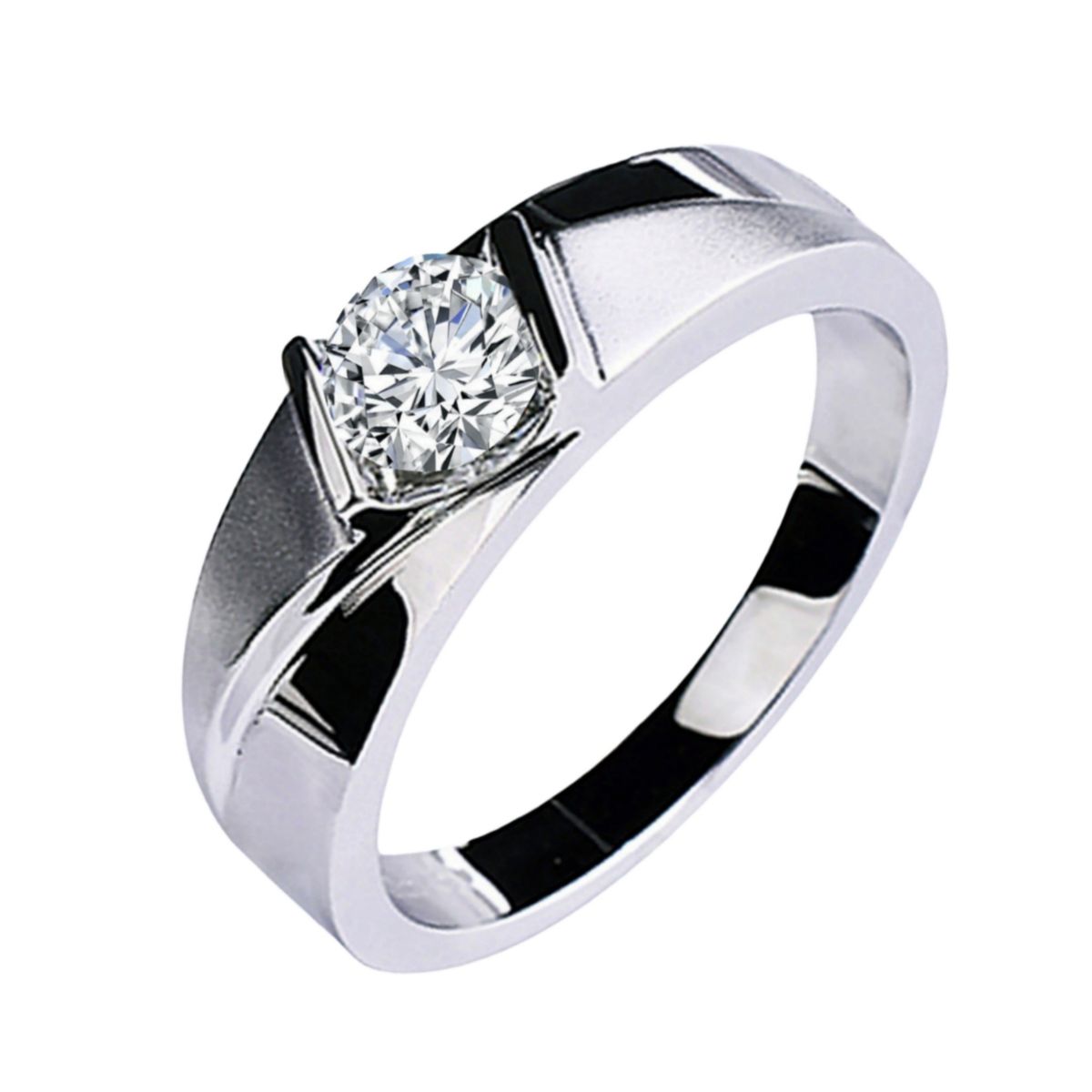 Open Platinum Plated Moissanite Frosted 1 Carat Men's Sandblasted Business Gentleman Wedding Ring_ipsvogv.com