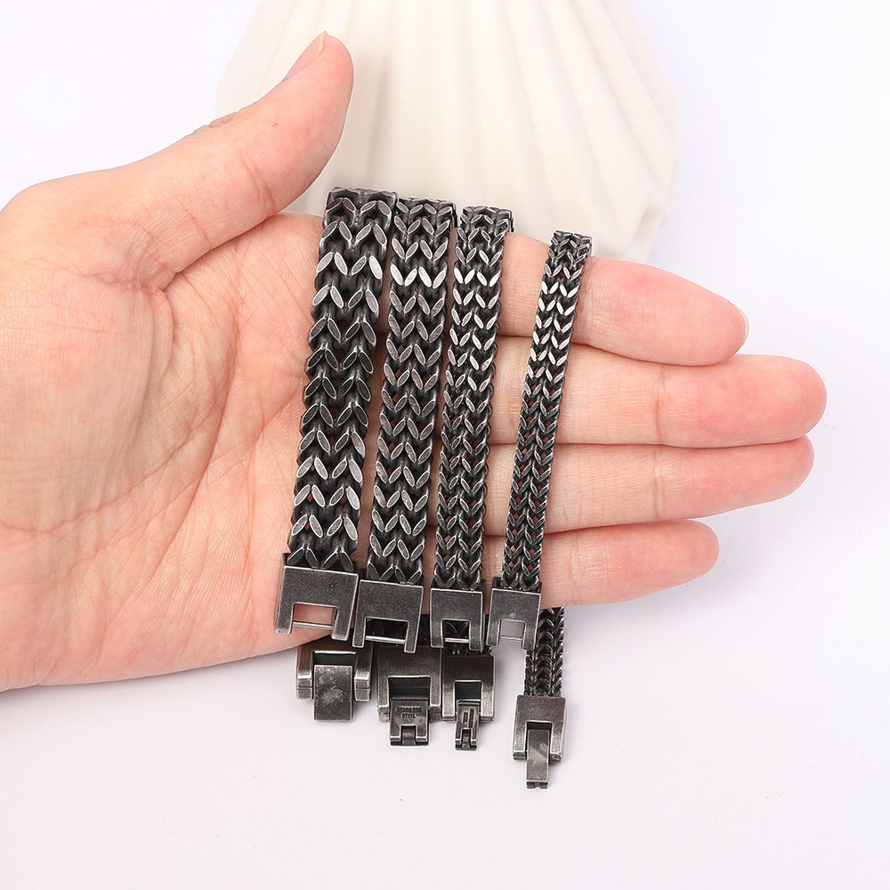 Hot Selling Titanium Hip Hop Trendy Fashion Stainless Steel Double Row Dragon Bone Men's Bracelet_ipsvogv.com