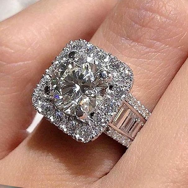 Cao Shi's New Creative Round Diamond Hearts And Eight Arrows Zircon With Full T Square Engagement Ring_ipsvogv.com