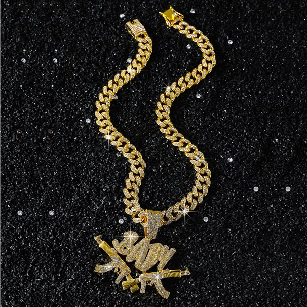 New Creative Personality Hip-Hop Style Double Gun BABY Pendant Necklace_ipsvogv.com