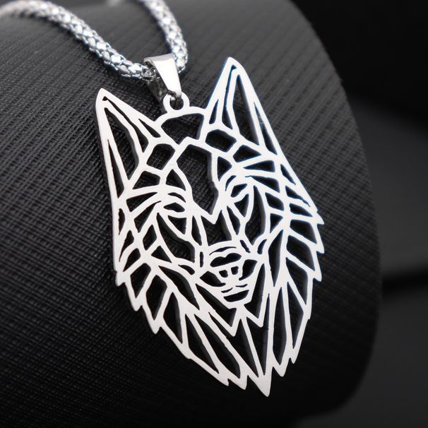 Hot sale, Nordic Viking hollow wolf head shape stainless steel necklace, personalized ethnic style necklace sweater chain_ipsvogv.com