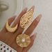 Design Sense Ins Wind Metal Sun Blossom Personalized Leaf Moon Pearl Ring_ipsvogv.com