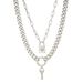 Double Layer Cuban Chain Necklace Retro Punk Lock Key Pendant Clavicle Chain Multi Layer Stacking Sweater Chain Female_ipsvogv.com