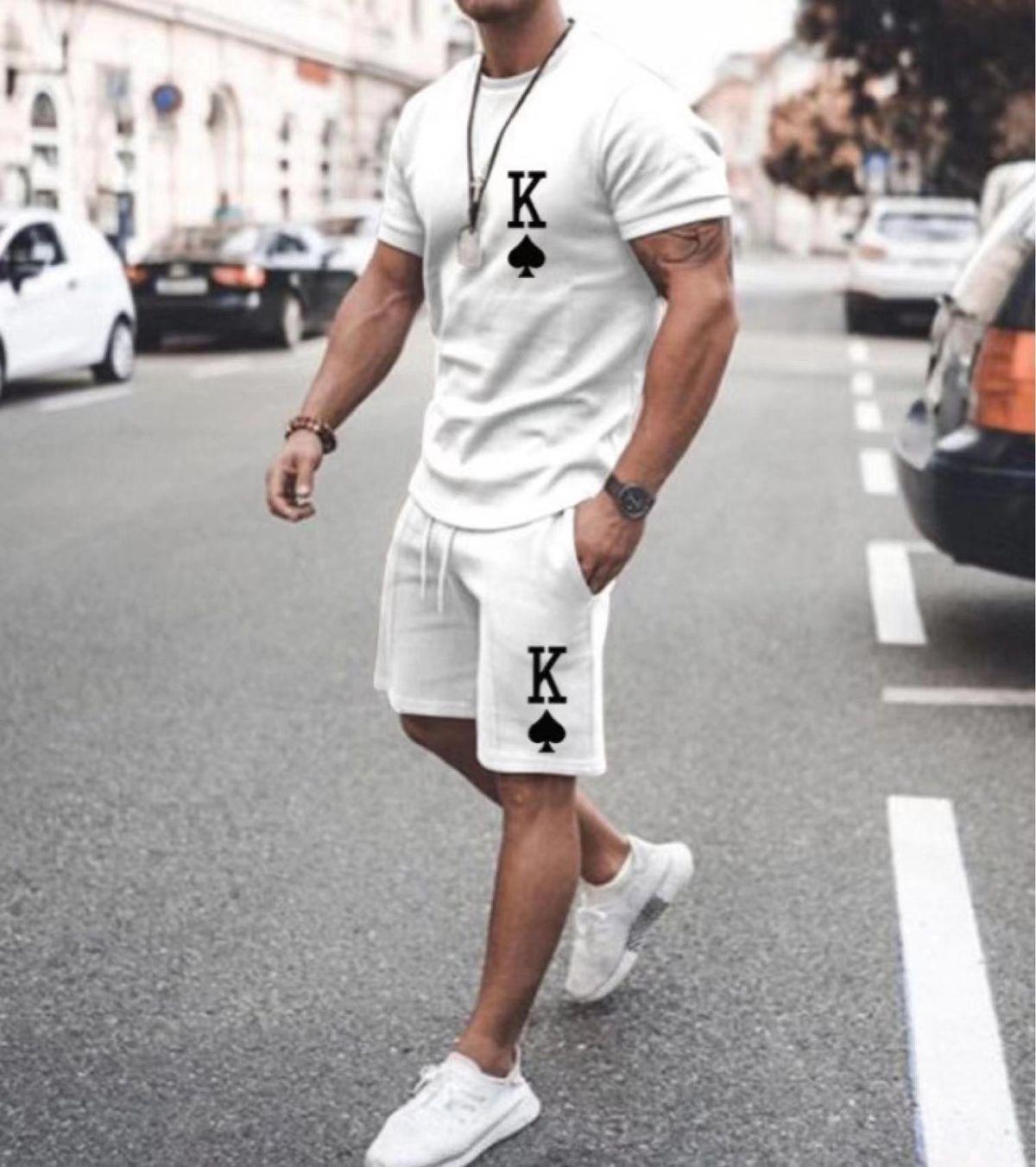 Men's printed casual short-sleeved two-piece suit_ipsvogv.com