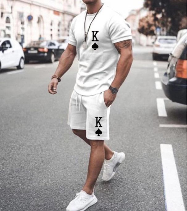 Men's printed casual short-sleeved two-piece suit_ipsvogv.com