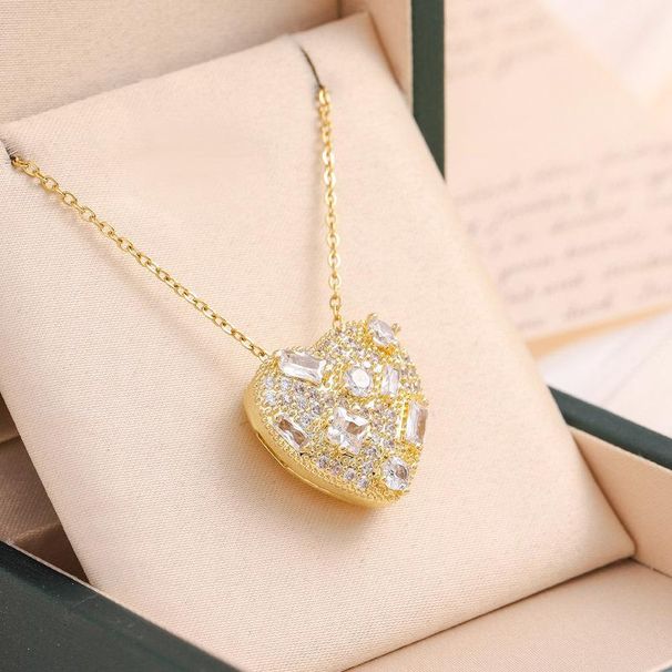 New Love Heart Necklaces Super Shiny Zircon Pendant Women Fashion Wedding Bridal Jewelry Gift Exquisite Female Choker Necklace_ipsvogv.com