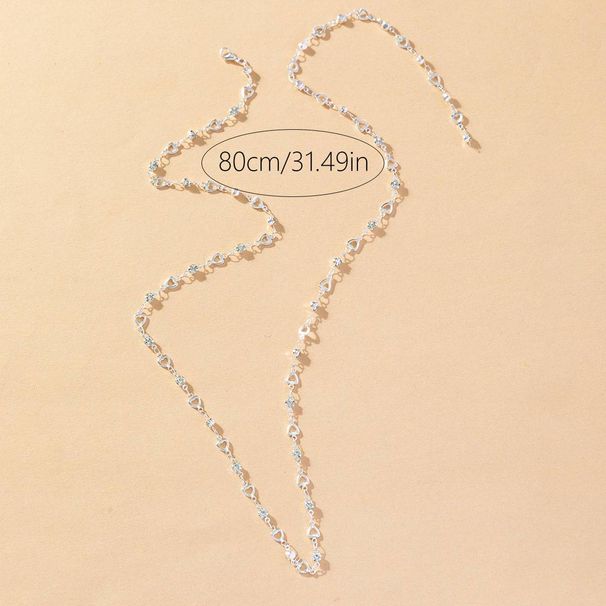 Gold silver French style long diamond tassel necklace for women_ipsvogv.com